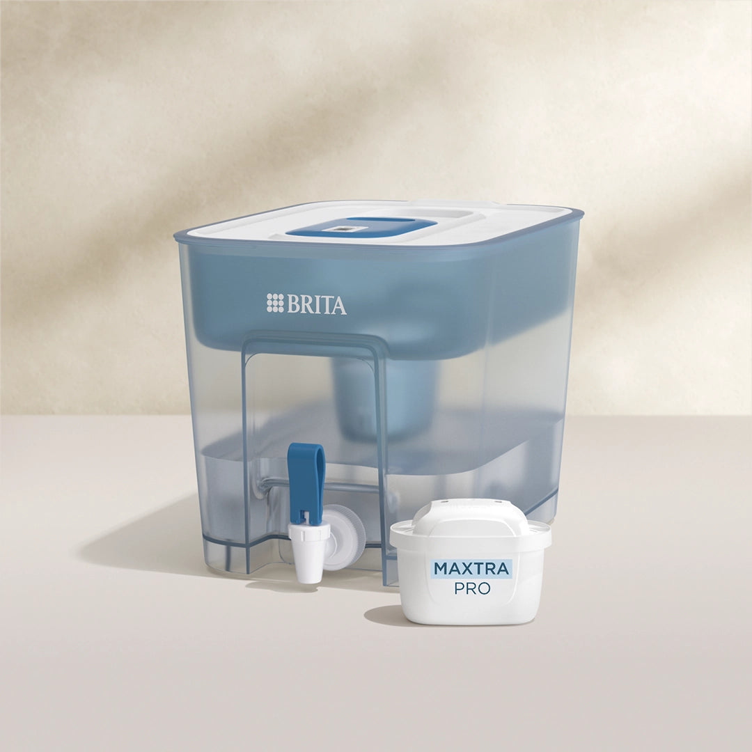 A BRITA Flow water filter station with a MAXTRA PRO PURE PERFORMANCE filter cartridge